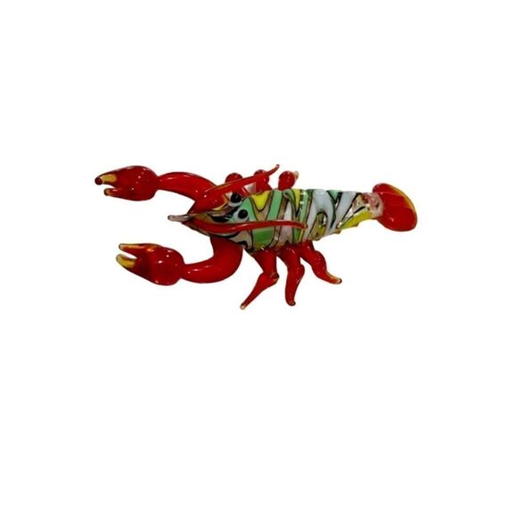 Stained Glass Blown Lobster Red Multicolor 3.75" - Picture 2 of 6